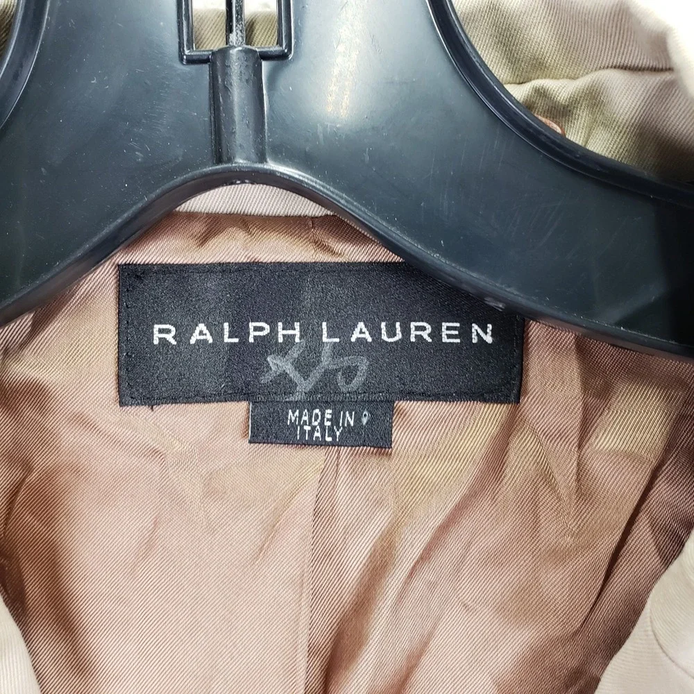 Ralph Lauren Cotton Twill 2-Button Blazer Sport Coat Mens 42L Tan Beige Office